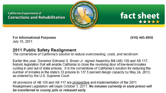 CDCR fact sheet AB 109